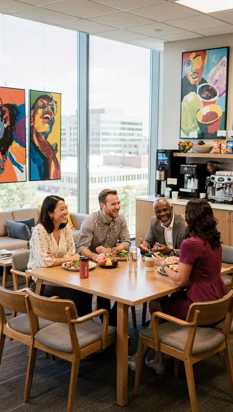 Recepcja z minimalistycznym wystrojem i funkcjonalnym miejscem do siedzenia.